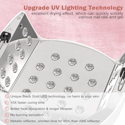 Lampe à Ongles Rechargeable,NAILGIRLS 80W Sans Fil Lampe Led UV Pour Ongles Capteur Automatique Séchoirs à Ongles avec 4 Réglages de Minuterie Lampe Pour Ongle Gel Professionne pour salon