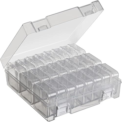 Conteneurs de Stockage de Peinture au Diamant à 24 Emplacements, Rangement Diamond Painting, Boîtes de Stockage de Peinture au Diamant Boîte de Stockage de 24 Grilles Boîte de Rangement (Lot de 1)