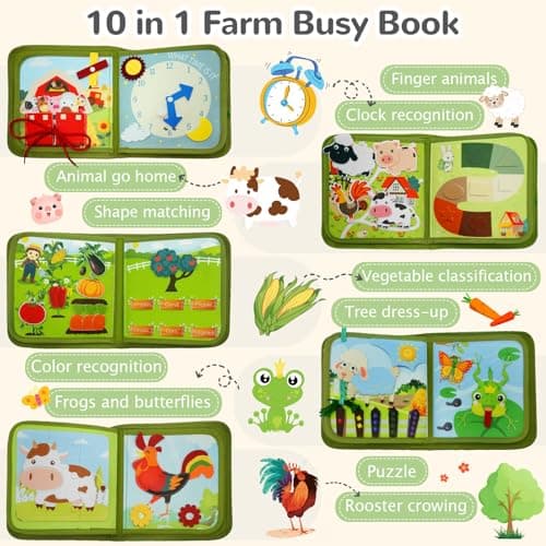 Busy Board Montessori âge 1 an-4 Ans, Jouet Bebe 1 an, Busy Book Quiet Book Jeux Enfant 1 an, Jeux Montessori 1 an Jouets de Voyage, Jouets d'activité et de Développement, Cadeau Enfant 1 2 3 4 Ans
