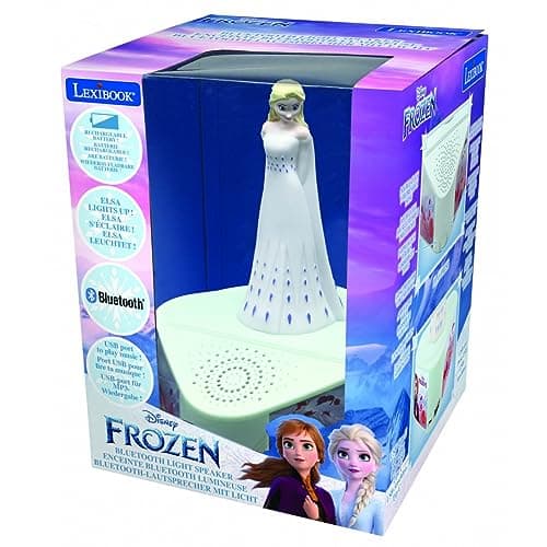 Lexibook Enceinte Frozen, Figurine Lumineuse, Bluetooth 5.0, Port USB Type C, BTD80FZ, Bleu et/ou Blanc