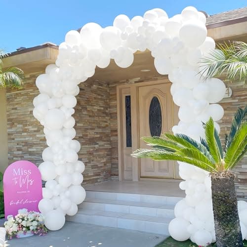 Ballons Blanc Mat, 100 Pcs 10 Pouces Épaissir Latex Ballons Décorations de Fête avec 2 Rubans pour Ballons Guirlande Arche Anniversaire Mariage Anniversaire Baby Shower Fiançailles
