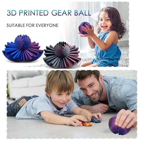 Sphère Steampunk Engrenage,Boule à Engrenages, Boule Engrenage 3D-imprimée pour Soulagement du Stress,Boule Fidget Créative,pour Enfants et Adultes,pour Relaxation et Concentration (Bleu-Violet)