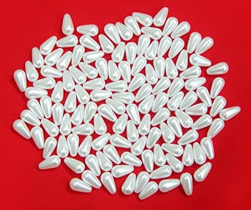 Perlin Lot de 200 perles de culture artificielles en nacre - 10 x 6 mm - Blanc - En forme de goutte - Pour décoration de fête de mariage