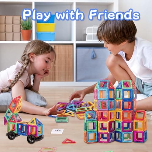 aaczly Construction Magnetique Enfant 74 Pièces Blocs de Construction Magnétiques Enfants Educatif Jeux Cadeaux pour Enfants à Partir de 3 4 5 6 7 an