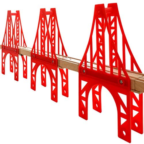 Pont de Train en Bois, Pont Rail, Accessoires de Train, Rails Train compatibles avec Toutes Les Grandes Marques(3 Ponts de Suspension)