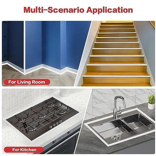 TATUNER Joint Salle de Bain, Joint d'Étanchéité Autocollant, Bande Calfeutrage Anti-Moisissure pour Salle de Baignoire, Cuisine, Plan de Travail, Rouleau de Joint Silicone Blanc 4M x 3,8cm (1)