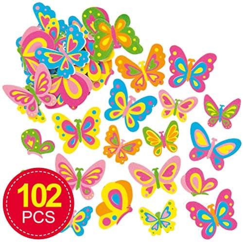 Baker Ross Lot de 102 Autocollants Papillons en Mousse- Idéal pour Les activités Scrapbooking