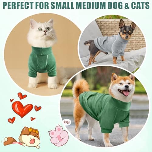 Mosucoirl Pull Chien Hoodie Animaux de Compagnie Manteau Chaud Coton Sweat Shirt Vêtements pour Chiens avec Poches Chien Pull pour Chiens Body (Vert Clair&Vert, XS)
