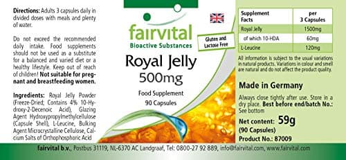 Fairvital | Gelée royale - Extrait hautement dosé - 90 gélules - normalisé à 4% 10 DHA