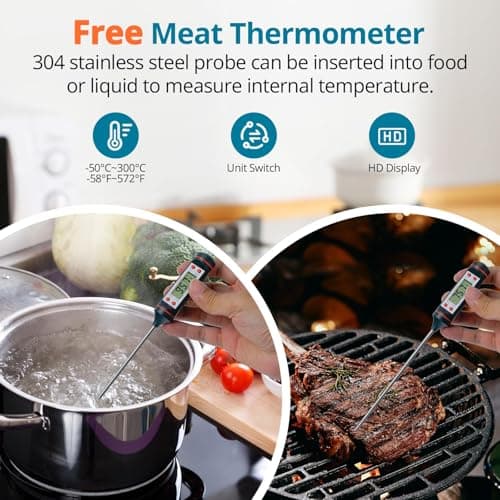 Thermomètre Infrarouge Laser Numérique Sans Contact, -50°C ~ 600°C(-58°F ~ 1112°F), Emissivité Réglable, Idéal pour Cuisine, Barbecue, Four, Frigo Professionnel, Pizza, Viande