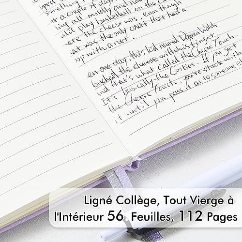 feela 3 Carnet de Notes de Poche A6 avec 3 Stylos Noirs, Page Lignée, Petit Carnet de Poche à Couverture Rigide avec Porte-Stylo, Bloc Note A6, 9x14cm, Pastel (Bleu Clair, Violet Clair, Vert Clair)