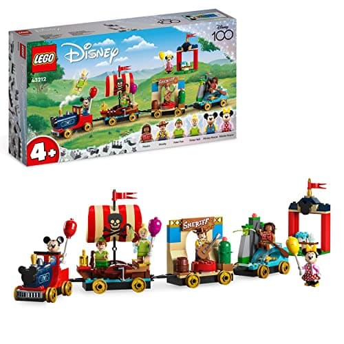 LEGO 43212 Disney Le Train en Fête Disney, Jouet Enfants 4 Ans avec Vaiana, Woody, Peter Pan et Les Wagons de la Fée Clochette Plus Mickey et Minnie Mouse, 100ème Anniversaire Disney