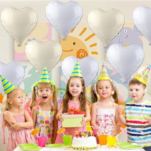 Ballon Coeur Blanc, Cœur Ballon Anniversaire Ballon Blanc 10 Pièces 18 Inch Ballons de Fleuret Baudruche En Forme de Coeur Pour la Decoration Anniversaire Mariage Se réunir Mariage D'anniversaire Fête