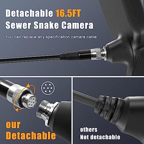 Endoscope Industriel Rotative à 360°, Hiacinto 1080P IPS 5 Pouce Camera Endoscopique Double Objectif avec 6+1 LED, 8mm Camera Canalisation avec Lentille Etanche IP68 et Câble Semi Rigide de 5M