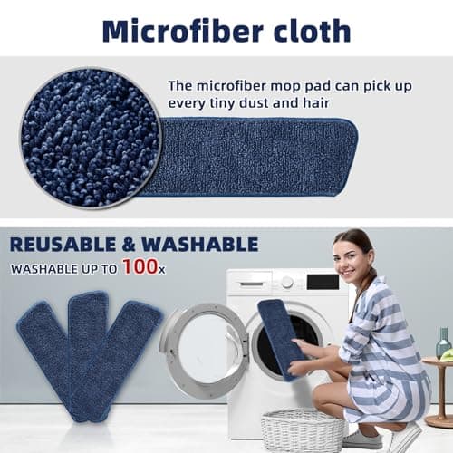 Spray Balai Vaporisateur,Balai Lave Sol avec Vaporise,Serpillere Microfibre avec 3 Tampons Lavables,Réservoir d'eau 500ml,1*Brosse et1*Porte Balai pour Bois Dur, marbre, stratifié, Vinyle, carrelage