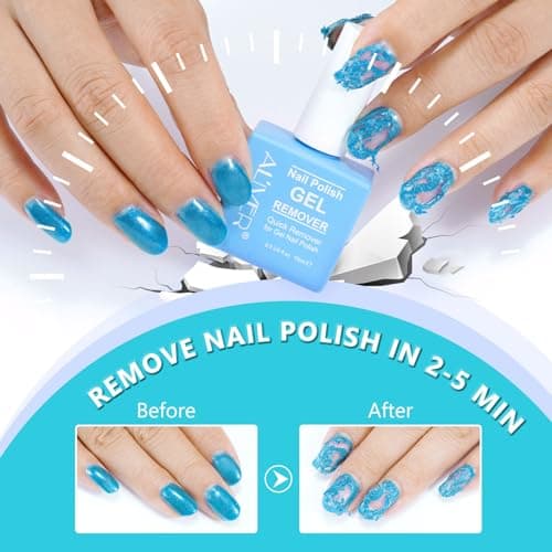 Dissolvant de Vernis à Ongles en Gel Paquet de 2 avec Lime a Ongles & Pousse Cuticule, Remover Vernis Semi Permanent, Enlève Facilement et Rapidement Vernis Gel en 3-5 Minutes, ne Blesse Pas Ongles