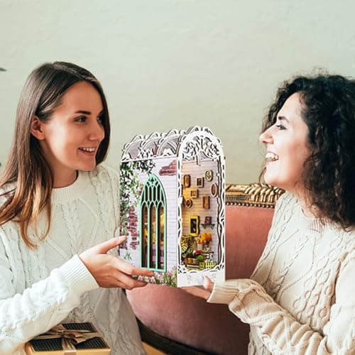 JONRRYIN DIY Book Nook Kit, Maison Miniature De Jardin, Puzzle 3D Bois Booknook, Cadeau d'anniversaire pour Adolescent et Adulte, Cadeau de Saint-Valentin(Monde Magique)
