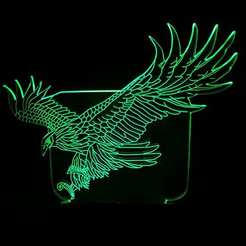 YTDZLTD 3D Aigle Nuit Lampe 16 Couleurs Changeantes Puissance USB Télécommande Contact Switch Lampe Décorative Illusion Optique LED Lampe de Table Anniversaire Noël Cadeau Enfants Jouets