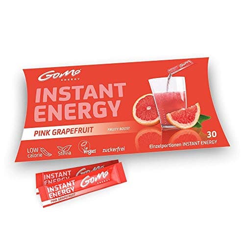 GoMo ENERGY® Boisson de vitalité 100% naturelle |Amélioration de l’endurance sans sucre | Plus d’énergie et de concentration | Végane hypocalorique édulcorée avec stevia | PINK GRAPEFRUIT 30 portions