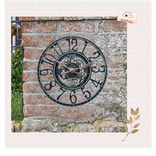 Purzen Horloge Extérieure, Horloge Murale Étanche, Avec De Grands Chiffres Arabes Simples, Horloges Murales Décoratives,Noir