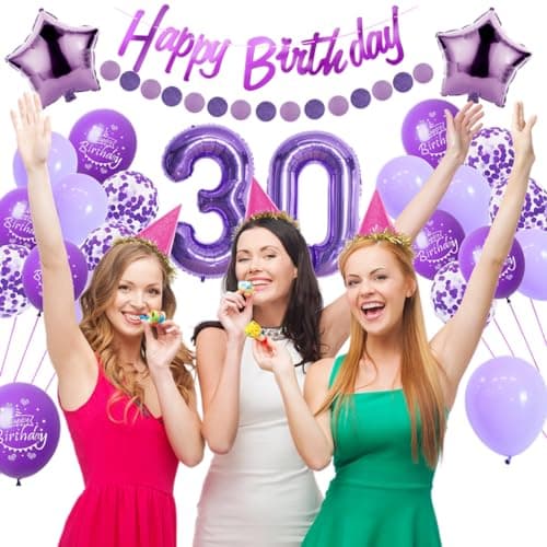 Ballon 27 ans violet Femme,Décoration gâteau 27 ans anniversaire violet,Décoration fête 27 ans anniversaire Femme,Ballons anniversaire 27 ans violet,Décoration anniversaire 27 ans Femme violet