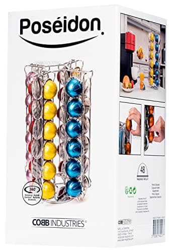 Cobb Industries® - Poséidon CH0019 - Porte Capsules Distributeur Présentoir Rotatif Tournant pour 58 capsules Nespresso Vertuo Acier chromé