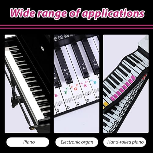 XPOOP Autocollants de Piano Autocollants de Piano ou de Clavier Colorés pour Claviers 88/61/49/37 Amovibles Autocollants de Clavier de Piano Touches Note Autocollant pour Touches Noires et Blanches