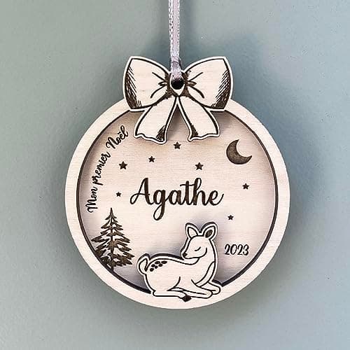 Boule mon premier noël personnalisée en bois, cadeau de noël ou de naissance, souvenir du premier noël de bébé.