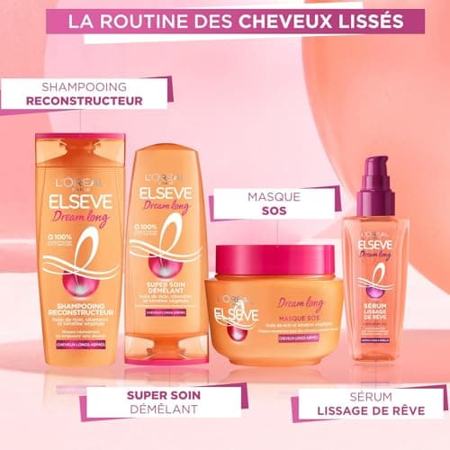 L’ORÉAL PARIS - Sérum Lissage de Rêve - Protecteur de Chaleur et Anti-Frisottis 24h - Enrichi en Kératine Végétale et Beurre de Cacao - Elseve Dream Long - 100 ml