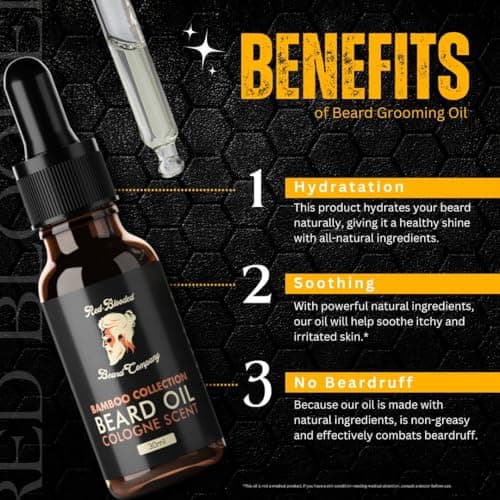 Red-Blooded Huile Barbe Homme parfumée à la Cologne - Aidant votre barbe à avoir un aspect, une sensation et une odeur irrésistibles - Végétalien