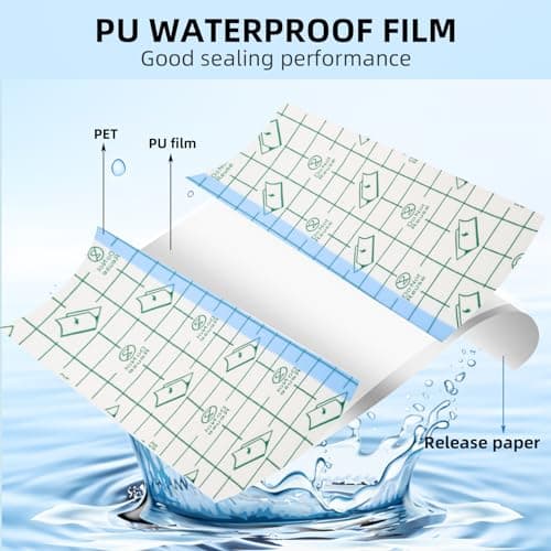 Pansement Etanche Tatouage, Pansement Tatouage Waterproof, Transparent Pansement Bandage, Bandage Adhésif Extensible, Adhésif Film Transparent Plaie, pour la Baignade et le Bain (10cm * 10m)