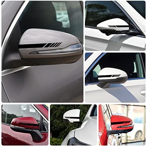 6Paires Voiture Arrière Vue Miroir Autocollant, Universels Autocollants Rétroviseur Vinyle Modifié Stripe Decal Décoration Auto Racing Body Side Stripe Decal pour Voitures SUV véhicules, Noir(20×2cm)