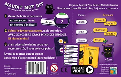Asmodee - MAUDIT MOT DIT - Jeu d' Ambiance et Devinettes - Jeu de Société pour Adultes & Enfants dès 12 ans - Rires Garantis en Soirées - 3 à 6 joueurs - 30 min - Version Française