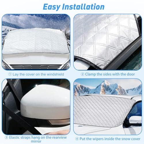 Couverture Pare Brise Voiture, Bâche Pare Brise Protection, Pare-Soleil Anti Givre Neige Anti Glace UV Soleil, Couverture Repliable Universelle pour la Plupart des Voitures et SUV 177x109x141CM