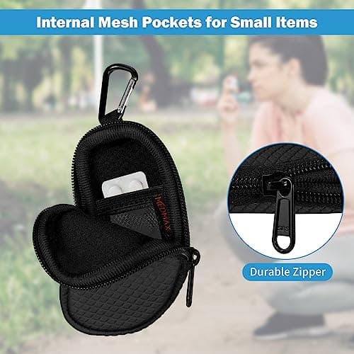 MEDMAX Étui de Transport pour Asthma inhalator, Sac de Rangement léger protection en néoprène avec mousqueton, inhalateur non inclus (étui uniquement) (Noir)