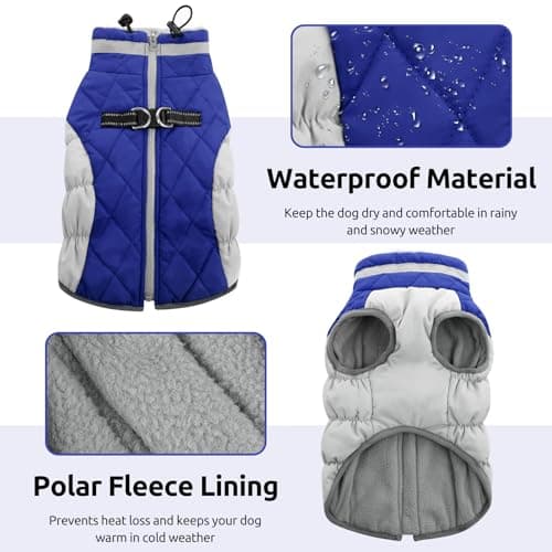 CITÉTOILE Manteau Chien, Manteau pour Petit Chien avec Harnais, Manteau d'hiver pour Chiens Imperméable et Coupe-Vent, Réfléchissant Vetement Chien pour l'hiver pour Teckel, Bouledogue,Chihuahua
