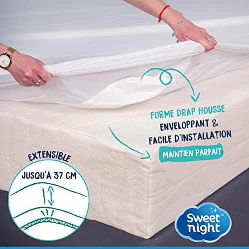 Sweetnight - Protège Matelas 180x200 cm | Alèse Imperméable et Micro Respirante | Souple et Silencieux | Lavable à 90°C | Compatible Grands Bonnets