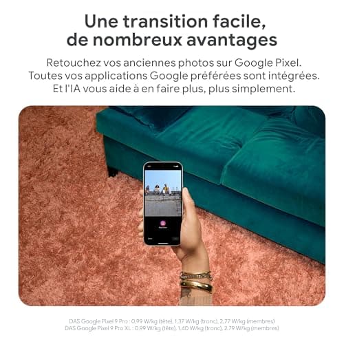 Google Pixel 9 Pro XL – Smartphone Android débloqué avec Gemini, Triple Appareil Photo arrière, 24 Heures d'autonomie et écran Super Actua 6,8 Pouces – Vert Sauge, 256GB