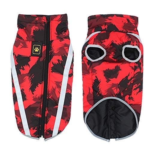 Idepet Manteau De Chat De Chat pour Animaux, Chaud Cavaliers De Chien d'hiver Petit Moyen Grand Chien Vestes Gilet Windproof Snowsuit Chien Vêtements Outfit avec Harnais Trou