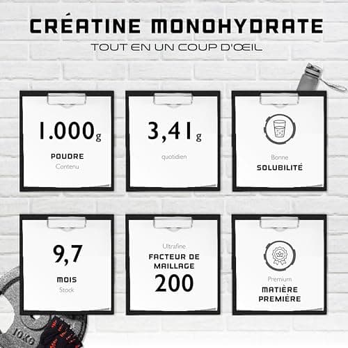 Créatine en poudre - 1kg / 1000 g - pure monohydrate - Solubilité optimale - Vegan - Sans additifs - German Elite Nutrition