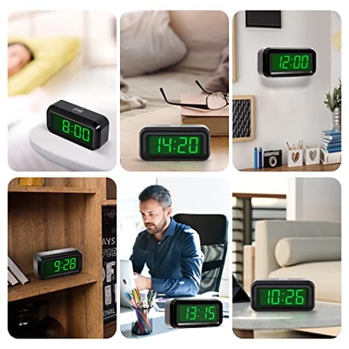 Timegyro Petit réveil, Horloge de Bureau numérique, 1,2" LED Affichage Horloge avec Snooze, luminosité réglable 12 / 24h Format pour Chambre à Coucher, Voyage, Salon