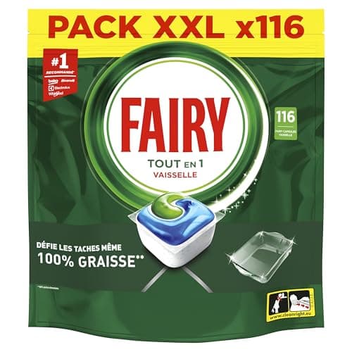 Fairy Original Tablettes Lave-vaisselle All In One, Regular, 116 Capsules, Efficaces Même Sur La Graisse Incrustée