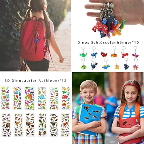 Liangding Dinosaure Party Jouet Anniversaire, 68 Pièces Pinata Dinosaure Cadeau avec Dinosaure Sacs Cadeaux Bracelets à Claquer Porte-clés et Tatouage Dinosaure Autocollants pour Enfants Faveurs Fête