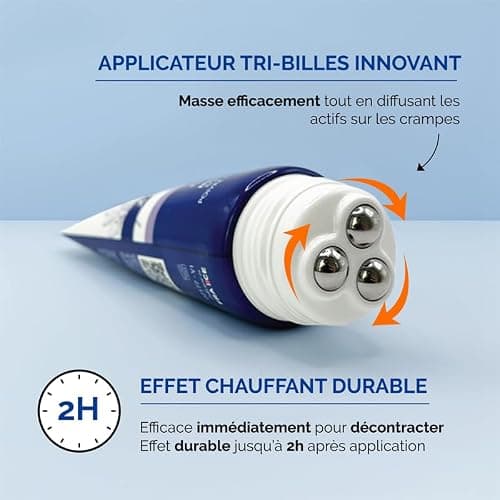 Laboratoire NaturAvignon Chronocrampes Gel de massage décontractant | Effet chauffant & relaxant | Appaisement immédiat | Embout applicateur tri-billes massant | Tube de 50ml