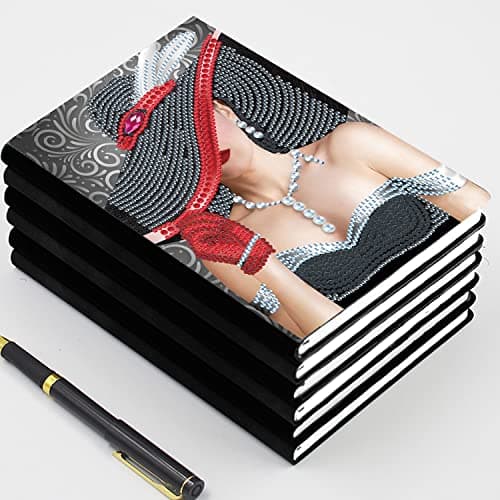 DCIDBEI DIY Cahier d'écriture de Dame en Robe Noir Carnet de peinture au diamant Bloc Note Fournitures Scolaires Rentrée scolaire,Diamond Painting Cadeaux d'anniversaire A5 50 Feuilles100 Pages