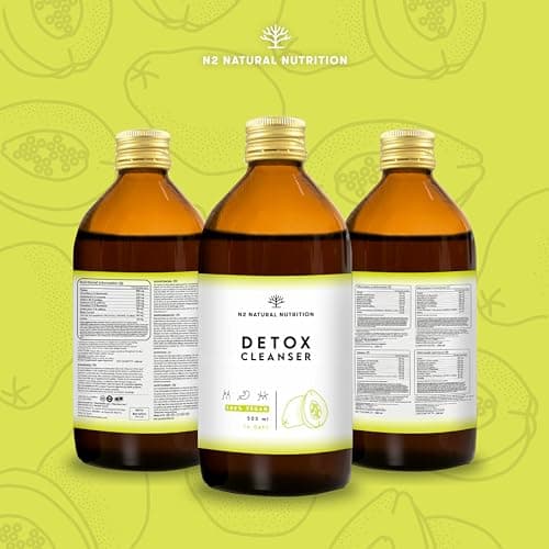 Detox Minceur | Diurétique et draineur | Élimination puissante de toxines aux extraits de plantes | Effet Ventre Plat | Formule naturelle ultra concentrée, 500 ml, Certifié Végan, N2 Natural Nutrition