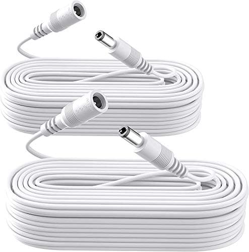 2pcs 10m Câble d'extension d'alimentation, câble d'extension DC 12V 5,5 mm x 2,1 mm Compatible avec l'adaptateur d'alimentation 12V DC ou Le Chargeur Mural pour caméra de sécurité CCTV (Blanc)