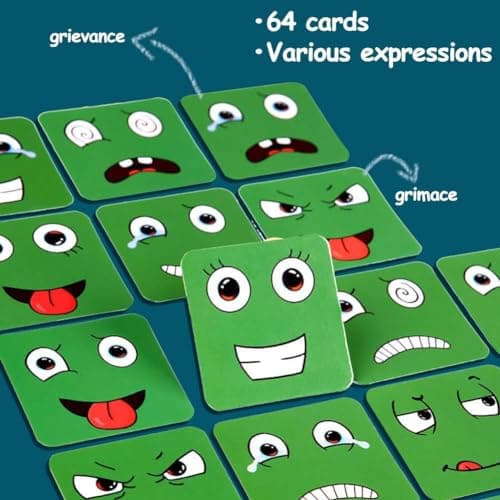 QHFlashbuy Jouet Montessori,Puzzle de Expression en Bois,Expressions en Bois Matching Block Puzzles,Cubes Face Change Cube Jeu,IQ Puzzle de Visage Jouet pour Enfant de Plus de 3 an