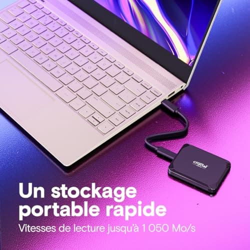 Crucial X9 1To Disque SSD Externe Portable, Jusqu’à 1050Mo/s, Compatible avec PC, Mac, PlayStation et Xbox, USB-C 3.2 - CT1000X9SSD902