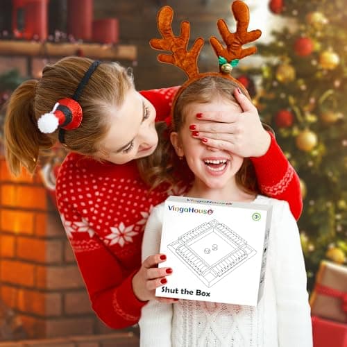 Shut The Box Jeu de Société en Bois, Classique-Jeu de Dés-Jeu de Rassemblement de la Famille Jouet de Voyage pour 2-4 Joueurs avec Sac de Stockage Formation en Logique Cadeau pour Enfants -Multicolore